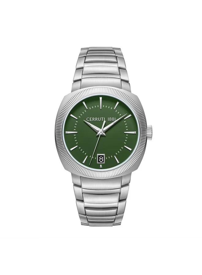 شيروتي 1881 Forli Green Dial Stainless Steel Bracelet Analog Watch for Men, 39mm